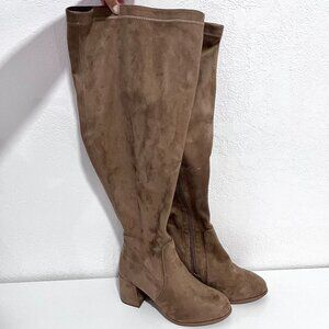 New Torrid Taupe Brown Block Heel Over The Knee Boot - Size 8WW